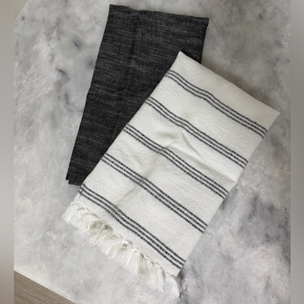 Striped Black and White Dish Towel Set